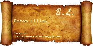 Boros Lilian névjegykártya